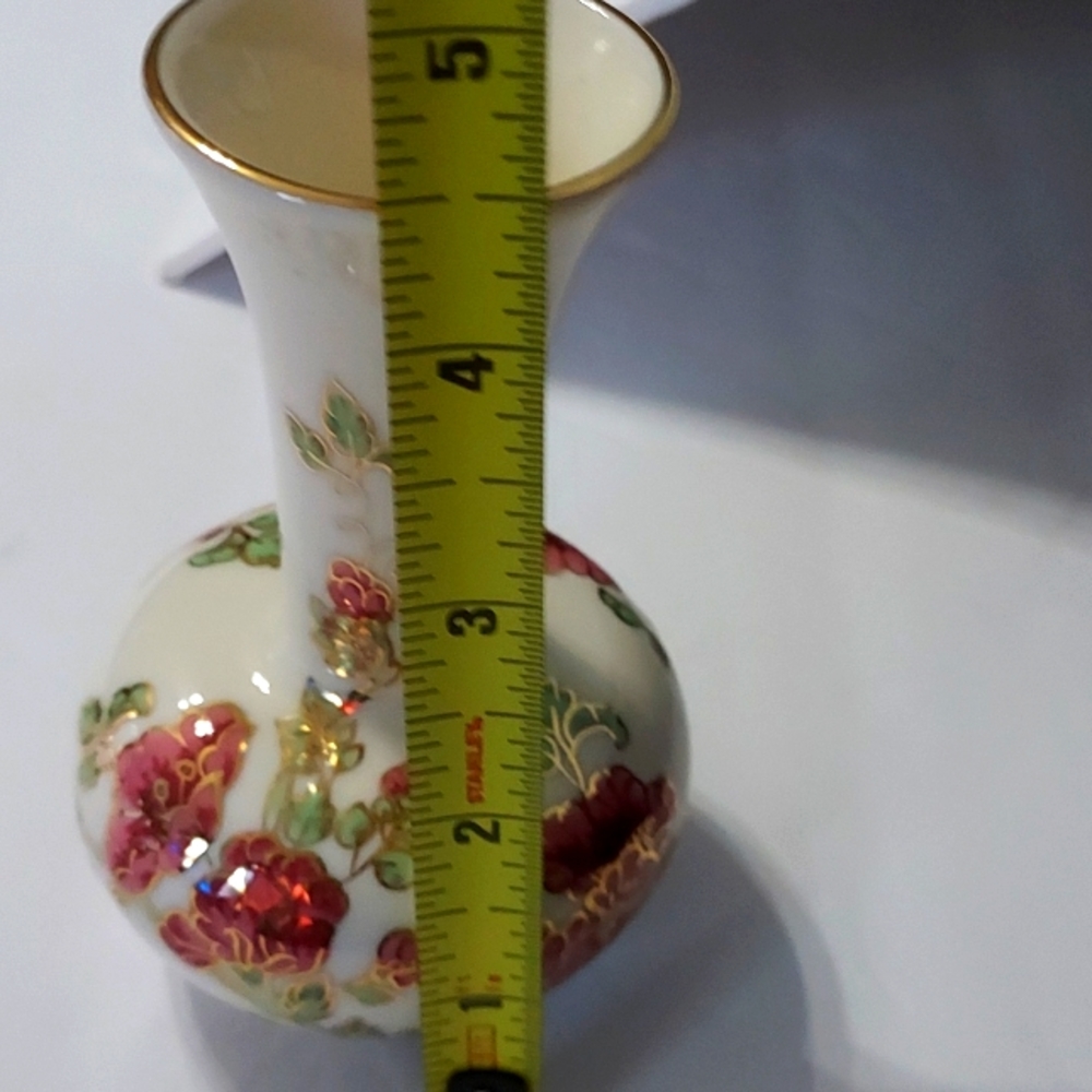 ZSOLNAY-HUNGARY Floral Vase w/Gold Trim - Picture 8 of 8